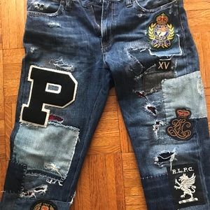 polo jeans with patches